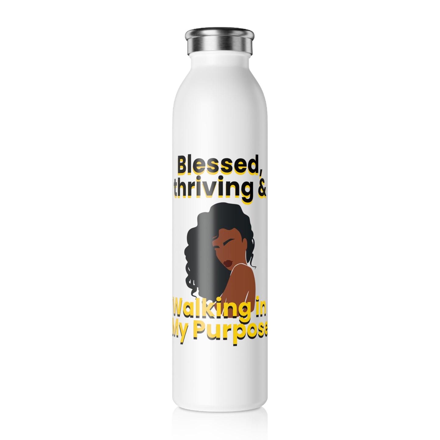 "Blessed and Thriving" Slim Water Bottle